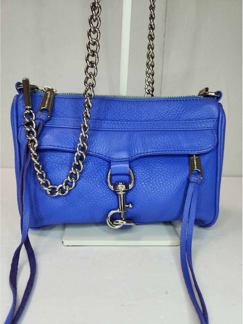 Rebecca Minkoff Bag Bright Periwinkle Blue Palo Alto Crossbody Chain Purse Lthr